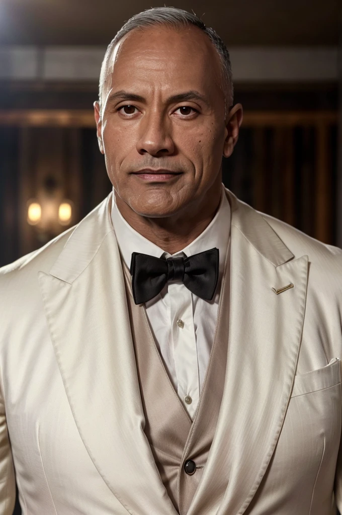 "A confident and authoritative 57-year-old doctor with short silver hair and a well-groomed appearance, wearing a white coat over a black dress shirt with a black tie. He stands in a 3x4 photo. He is in his elegantly decorated office with a modern, luxurious and rustic appearance. The lighting highlights his facial features, with red lights in the background, a handsome man with Brazilian nationality, brown skin tone and gray hair and no beard.