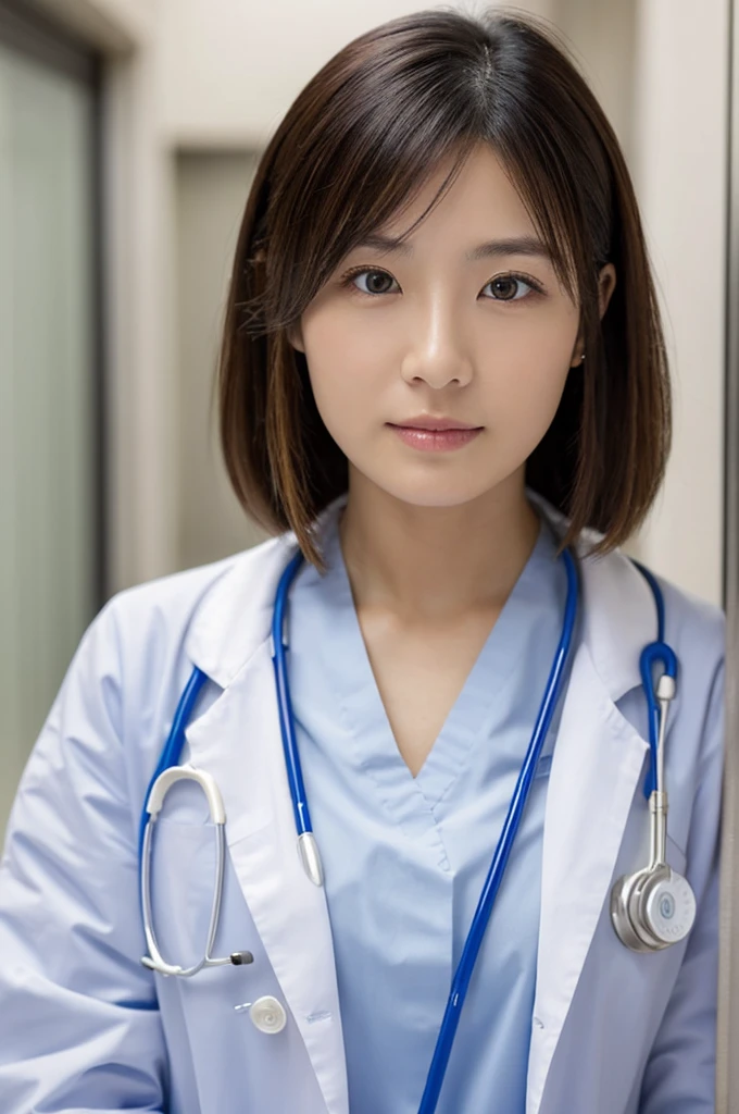 ((Highest quality)), ((masterpiece)), (detailed),Perfect Face,Japanese,Female doctor,White