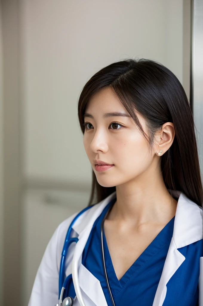 ((Highest quality)), ((masterpiece)), (detailed),Perfect Face,Japanese,Female doctor,White