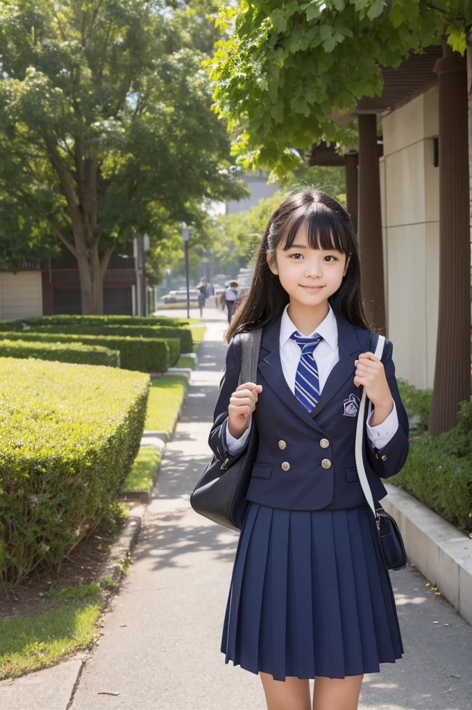 A -year about 153cm tall.、A cute raccoon-faced girl wearing a uniform