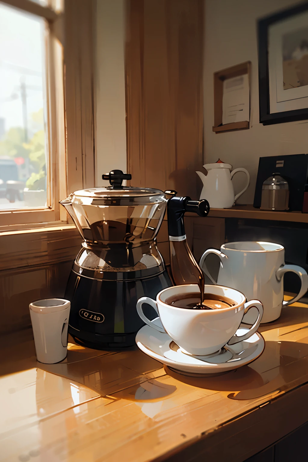 ((best quality)), ((masterpiece)), (detailed), a cup of coffee, front view, a cup of coffee from the front