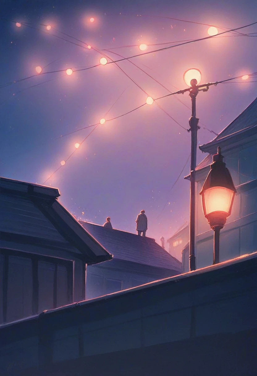 there are two men standing next to a lamp post at night, at night time, with glowing lights at night, it is night time, night view, taken in the night, during night, on rooftop, candid picture, harsh flash photo at night, at nighttime, night photo, photo taken at night, scenic view at night, at night with lights