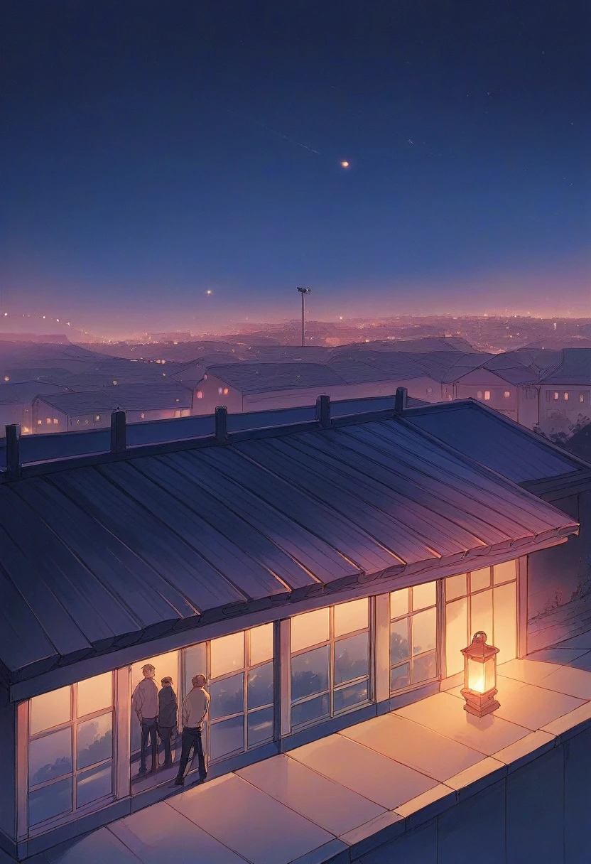 there are two men standing next to a lamp post at night, at night time, with glowing lights at night, it is night time, night view, taken in the night, during night, on rooftop, candid picture, harsh flash photo at night, at nighttime, night photo, photo taken at night, scenic view at night, at night with lights