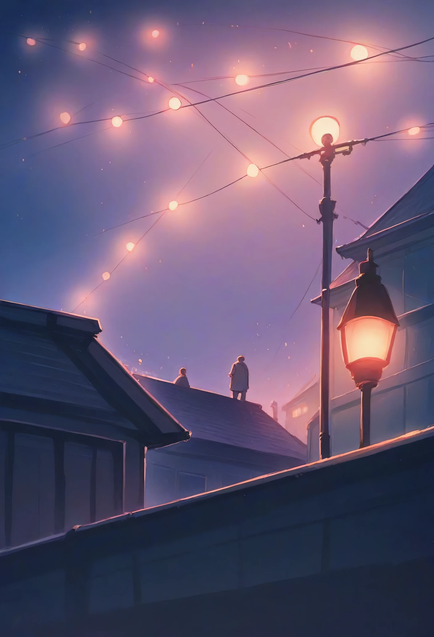 there are two men standing next to a lamp post at night, at night time, with glowing lights at night, it is night time, night view, taken in the night, during night, on rooftop, candid picture, harsh flash photo at night, at nighttime, night photo, photo taken at night, scenic view at night, at night with lights