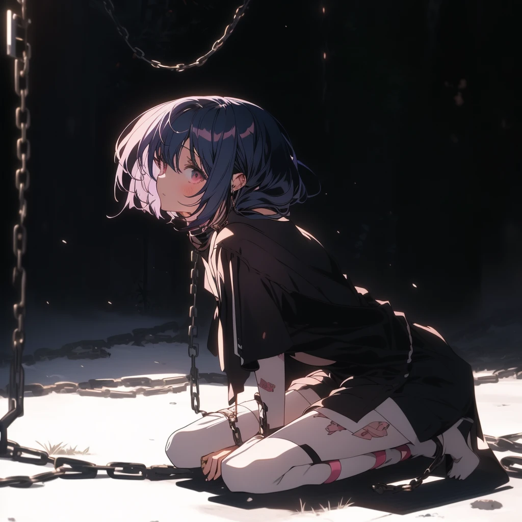anime girl sitting on ground with chains around her, the anime girl is crouching, gapmoe yandere grimdark, 4k anime wallpaper, 4 k manga wallpaper, badass anime 8 k, best anime 4k konachan wallpaper, anime art wallpaper 8 k, gapmoe yandere, anime style 4 k, a-1 pictures, anime wallpaper 4k
