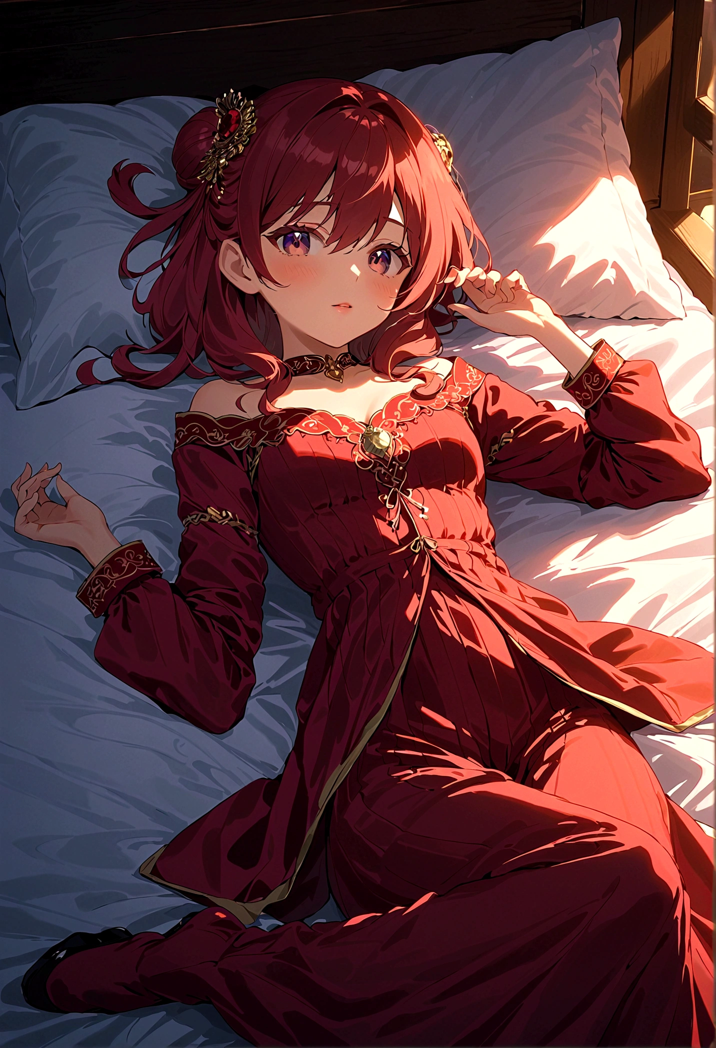 Lying in bed,whole body,Scandalous clothing,