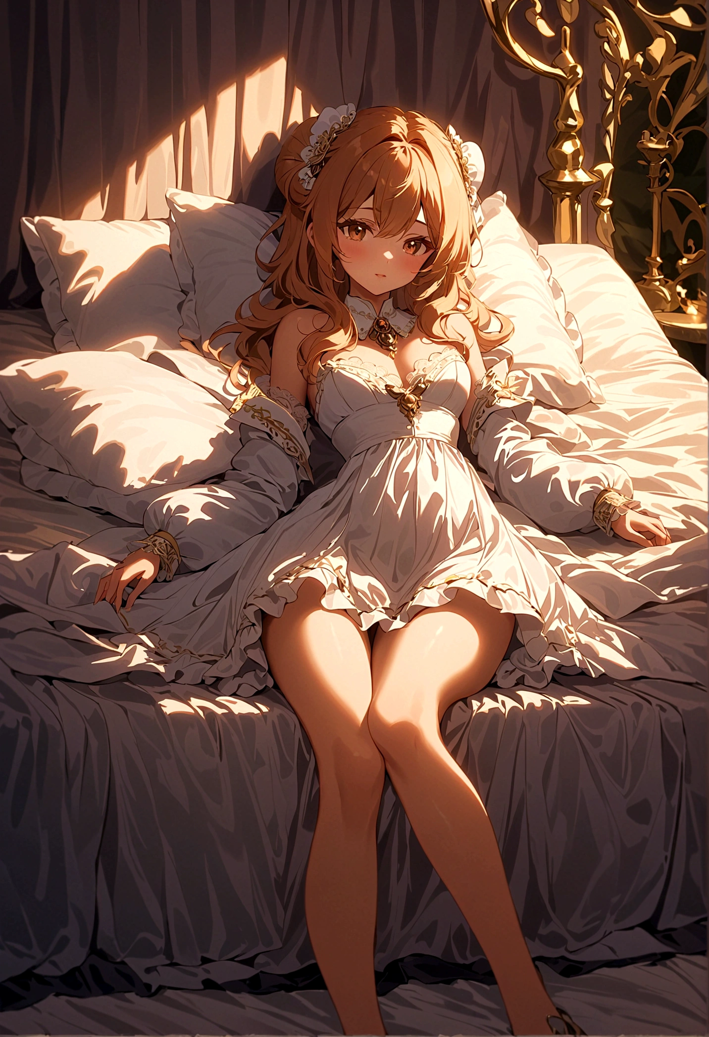 Lying in bed,whole body,Scandalous clothing,