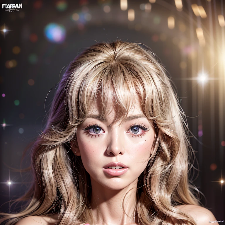 NSFW, 8k, High-level, absurd, masterpiece, best quality, primitive, very detailed CG, very detailed wallpaper, perfect lighting, Extremely detailed ((( personifying " Farrah Fawcett Majors " as a Little Girl))), MysticSight, Tyndall effect, Tyndall scattering, (Studio gray background with (Overflowing oodles Dazzling RainbowColorParticles (BokeH))), (RoundlyButts, ThighGap), (Exposed:0.4), (Assfocus with looking ahead) BREAK  (Acutance:0.88), (NOGIZAKA face variations) Extremely Detailed very KAWAII face variations, perfect anatomy, Childish, CaptivatingGaze ElaboratePupils detailed Eyes with (sparkling highlights:1.28), (Voluminous LongEyelashes、GlossyRED Lips with beautiful details, RosyCheeks, Radiant PearlSkin with Transparency . { (Dynamic LifeLike expressions:1.4) | :d) }, (large eyes:-1) .