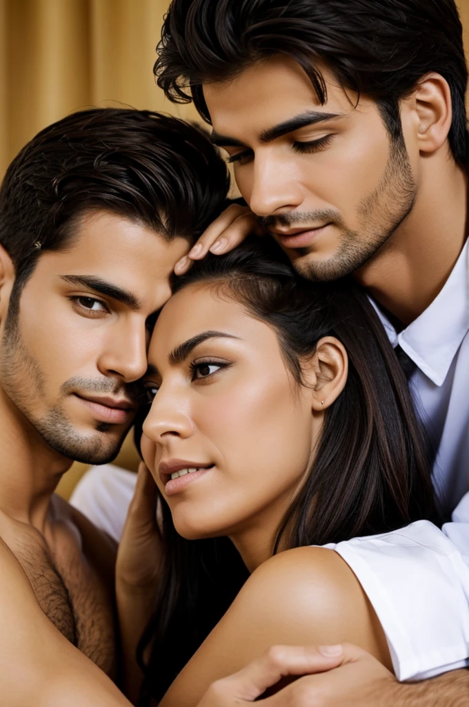 A gril doing kises with men