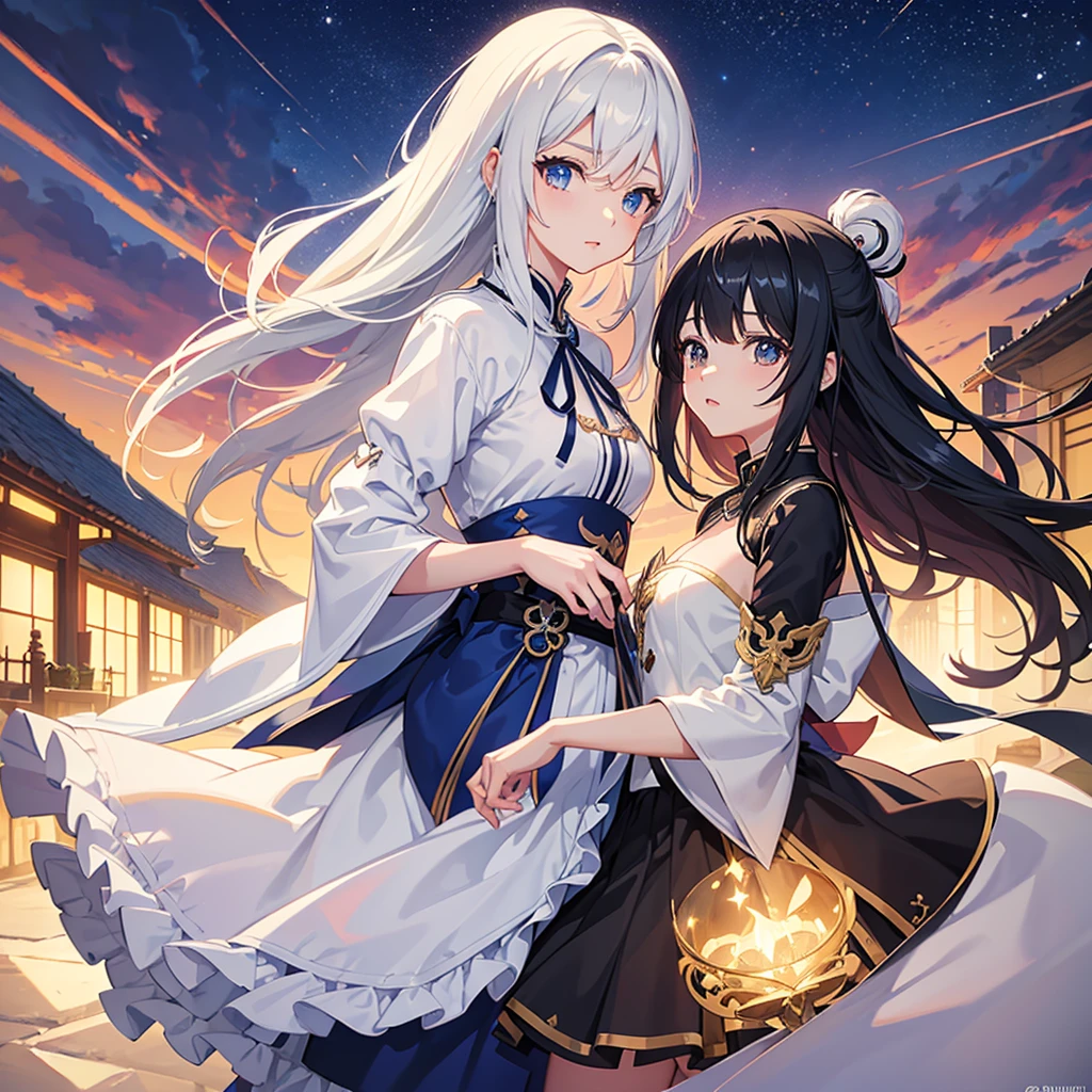 obra maestra,highest quality,impacto genshin,shenhe,Chica anime con cabello largo blanco y ojos azules con un vestido negro., Dios de pelo blanco, chica perfecta de pelo blanco, de arknights, tendencia en artstation pixiv, lindo anime waifu con un bonito vestido, estilo de anime4 K, mejor fondo de pantalla de anime 4k konachan, fondo de pantalla de arte anime 8 k