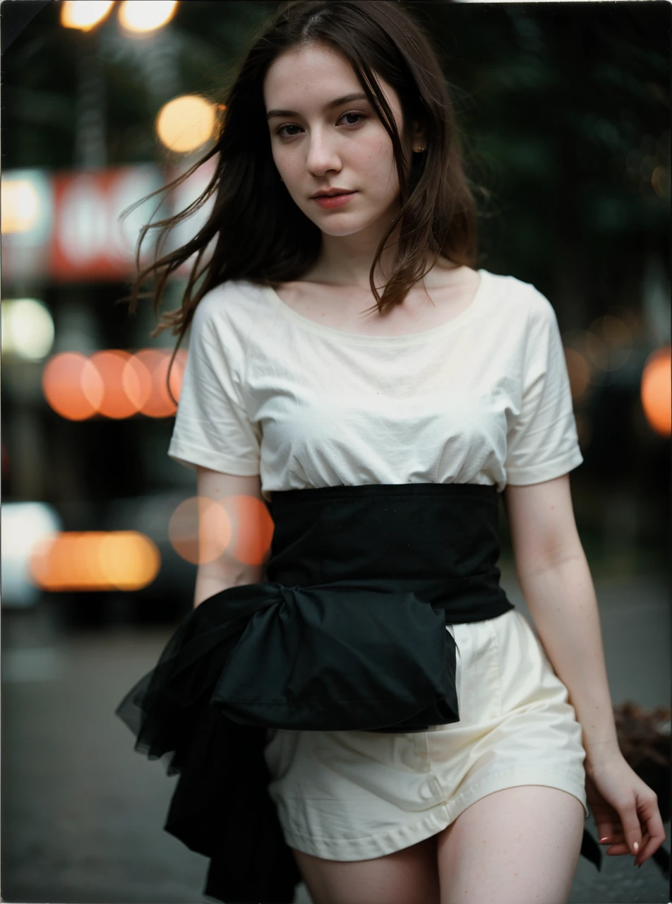 polaroid photo, night photo, photo of 24 y.o beautiful woman, pale skin, bokeh, motion blur