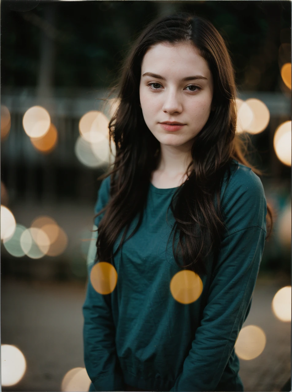 polaroid photo, night photo, photo of 24 y.o beautiful woman, pale skin, bokeh, motion blur