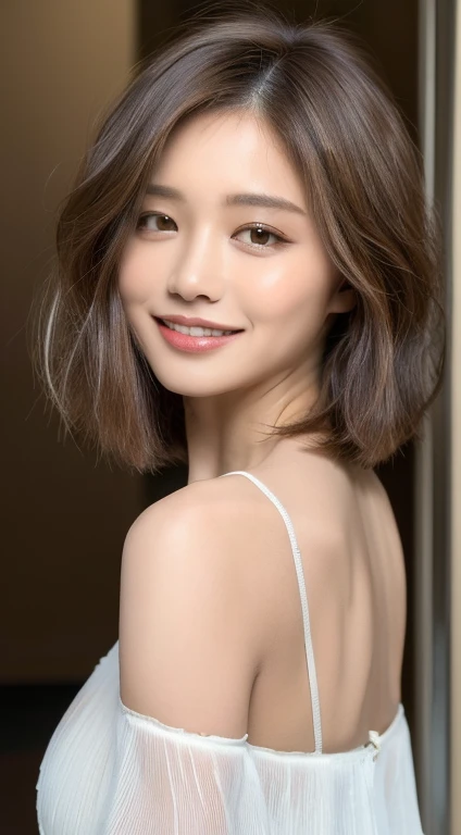 ((Best Quality, 8K, Masterpiece:1.3)), Focus: 1.2, Perfect Body Beauty: 1.4, Buttocks: 1.2, ((Layered Haircut, Breasts: 1.2)), Sunshine, Bandeau Dress: 1.1, Highly Detailed Face and Skin Texture, Fine Eyes, Double Eyelids, Whitening Skin, Long Hair, (Shut Up: 1.3), Smile