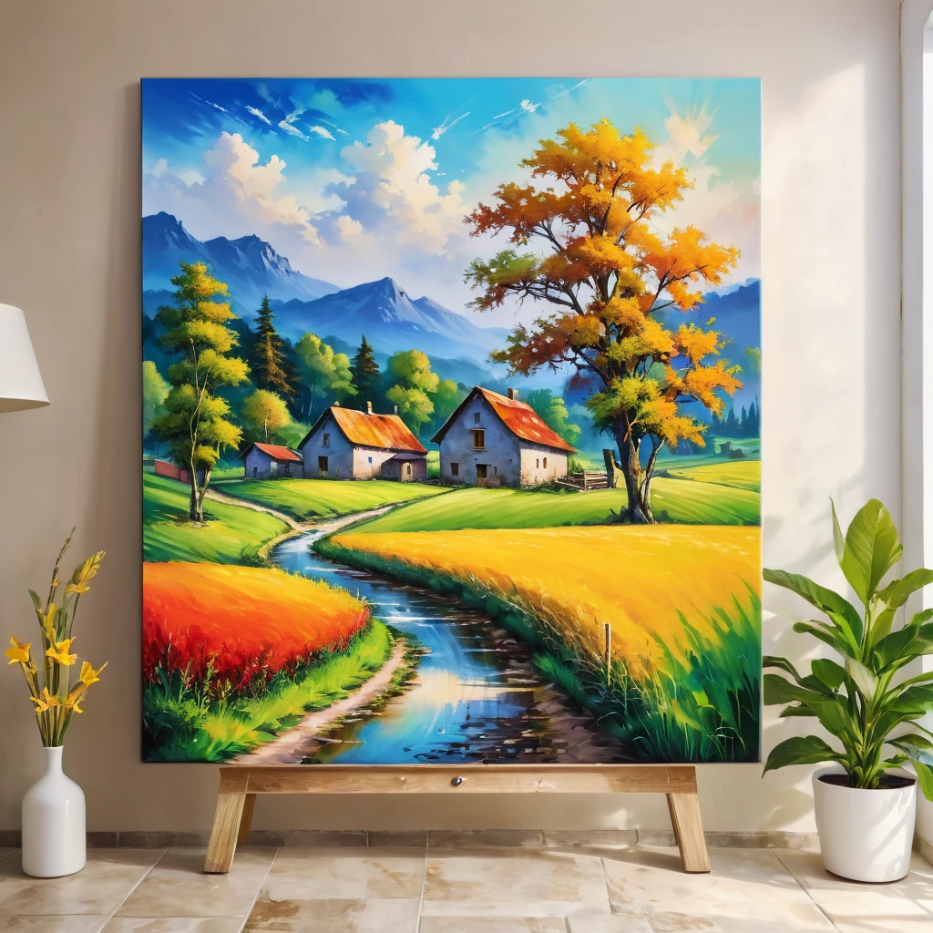 unique rural arts painting, high quality, ultra hd, very vibrant and colored, high resolution
