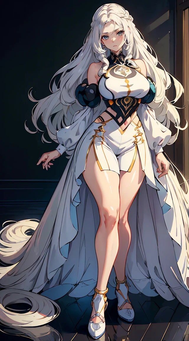 handsome woman,Long wavy white hair,Hyperresolution,accuracy,Detailed rendering,(Subtle facial image)(Image of fine hair)(topquality)(Masterpieces of masters)(High degree of completeness)(A sense of atmosphere)tmasterpiece,Super detailed and super detailed(half-body portrait)((Masterpiece, Highest quality)), Detailed face, CharacterDesignSheet, Full of details, Multiple poses and expressions, Highly detailed, Depth, Many parts,Beautiful,Extremely beautiful,High Balance, Natural light, drawn art style, white hair, curly hair down to ankles, ankle length hair, (((Ankle length hair))) (((thick hair))) (((pokemon trainer)))(((Pokemon gym leader))))(((Gym clothes)))(((Sporty outfit)))(((nO DRESS))) (((bAEBALL CAP)))(((Gym outfit)))(((Workout outfit)))(((Portrait)))(((Looking fierceFierce expre))