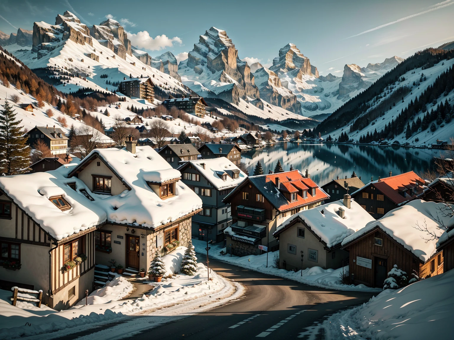 Snow Capped Mountain々And the small house in the foreground, (RAW Photos),lauterbrunnen valley, Switzerlandアルプス,Alps mountains in the background々, Switzerland, Alpine Landscape, The Alps,very very beautiful scenery, very very beautiful scenery,Switzerland建築,Switzerland華