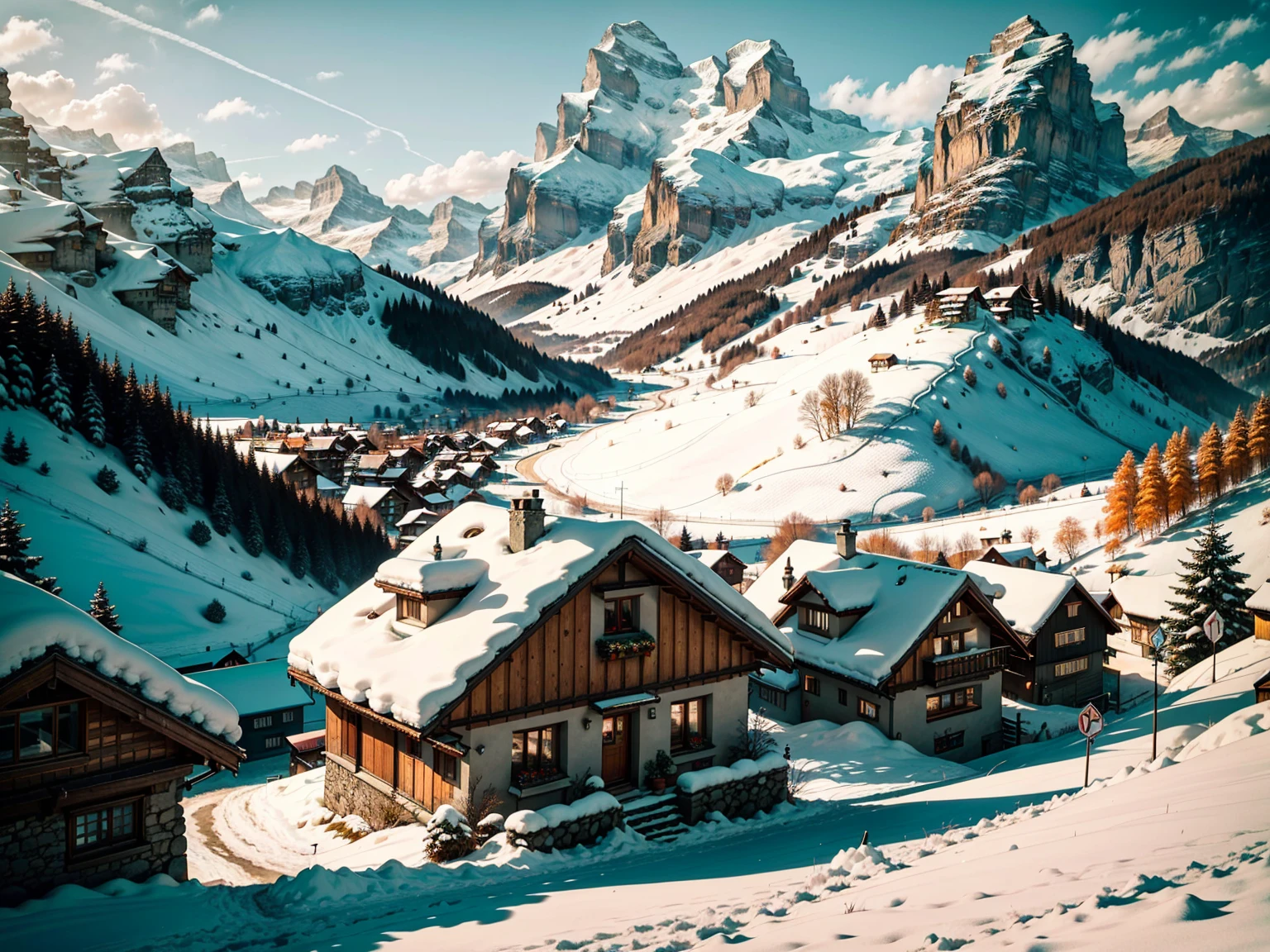 Snow Capped Mountain々And the small house in the foreground, (RAW Photos),lauterbrunnen valley, Switzerlandアルプス,Alps mountains in the background々, Switzerland, Alpine Landscape, The Alps,very very beautiful scenery, very very beautiful scenery,Switzerland建築,Switzerland華