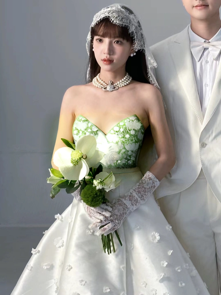 ,Small chest,Transparent wedding dress,Lace,Small chest,