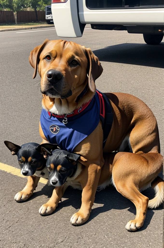 A dog with big 