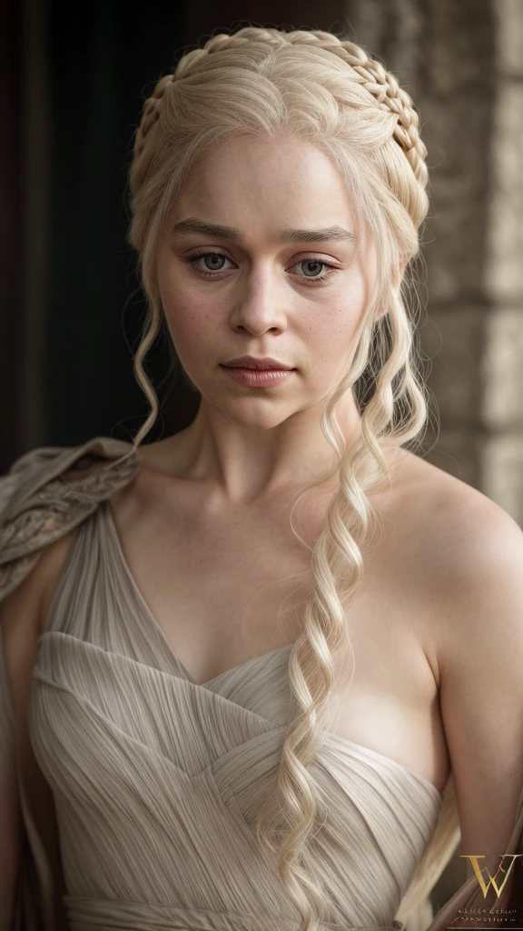 masterpiece, stunning portrait photo of khls woman, sleeveless, erotic costumes, sensual satin dress, game of thrones inspired costumes,
