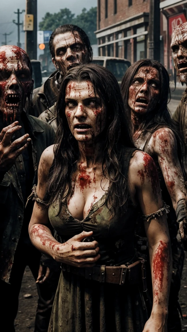 100 zombies in a big graund