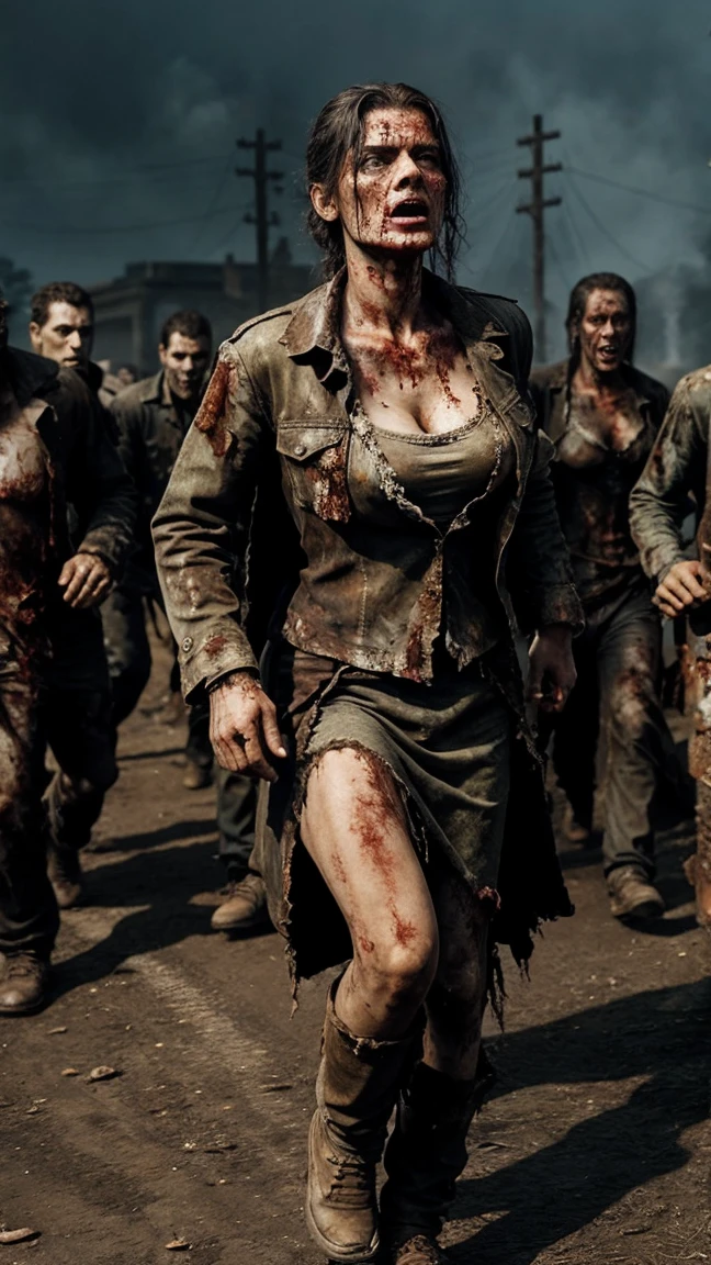 100 zombies in a big graund