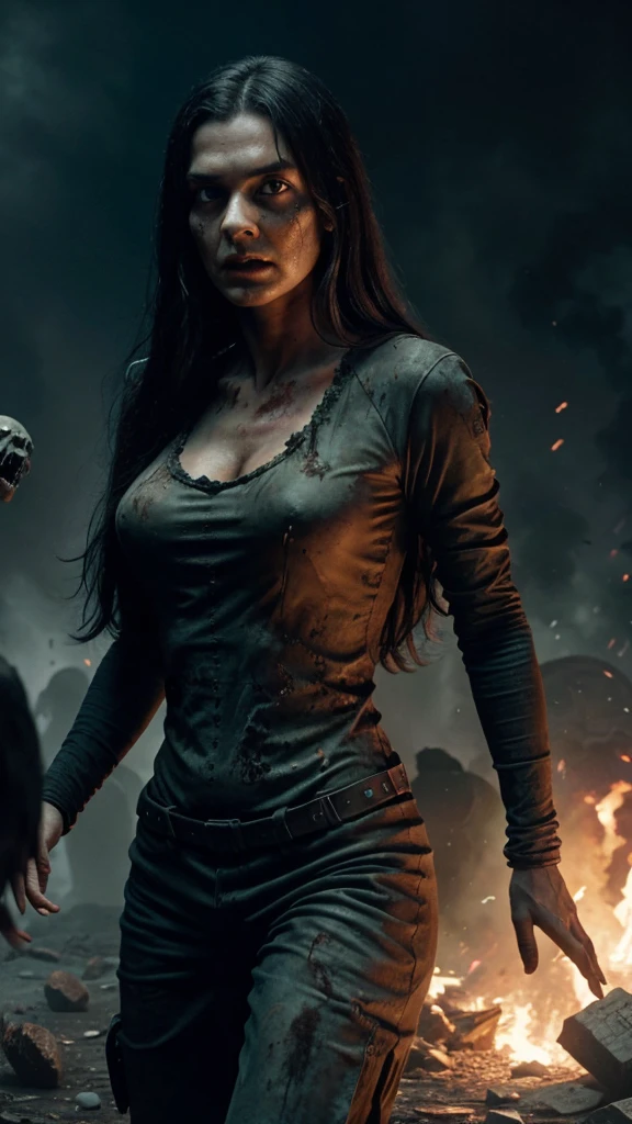 100 zombies and alian in a big Play graund and