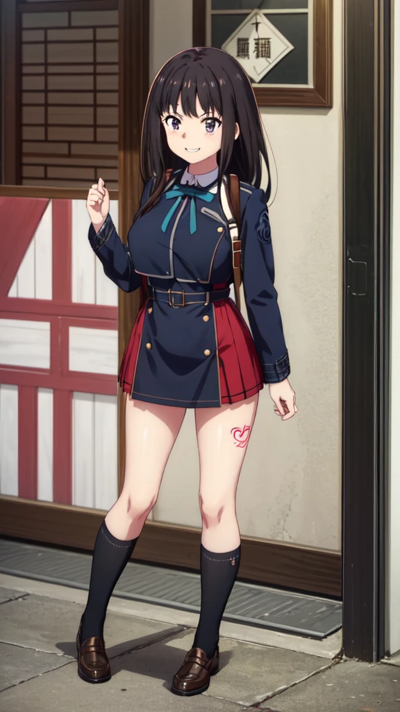 (((Pixel Perfect, Perfect in every detail))), alone, 1 personの女の子, Inoue Check, Licorice Uniform, View your viewers, Mouth closed, (((Pixel Perfect, Perfect in every detail))), alone, 1 person, Chisato Nishikigi, Uniform sake, Looking at the audience, smile, Chisato, 1 personの女の子, alone, chest, Neck ribbon, Collared shirt, Uniform sake, Two-tone micro mini dress, Blue Dress, Long sleeve, Red Belt, (((1 personの女の子))),(((alone))),(((1 person))).loafers、Black socks、女の子erson, whole body,(Looking up:1.4) alley, Contact us, Talk to your audience、Are Are standing、, 1 Girl}} Are standing,,{Show Viewer,, tattoo, High heels, Grin、smile, 軽いsmile, anger, blush, saliva, tattoo、Highlight the face、bad woman、sadistic、Are standing、Shaving, (下腹部のtattoo:1.5), (ハートのtattoo:1.5), (belly but ton: 1.1), (Micro Mini Skirt: 1.3), (女の子1 pon, whole body,(Looking up:1.4)choker、slave、 Big Breasts、chestの膨らみ,big、(knee-length socks:1.4)