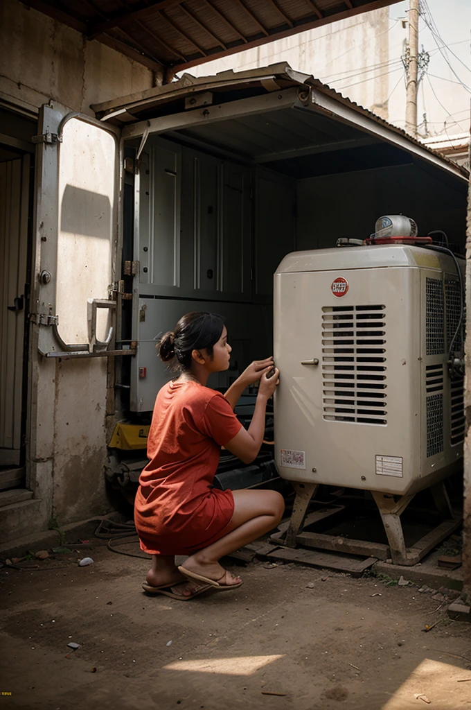 Gambar panel surya ynag terhubung dengan generator