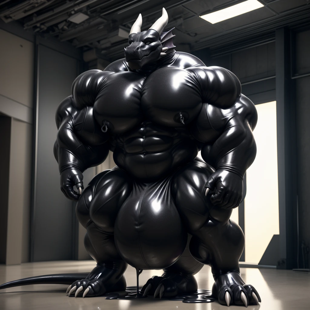 solo, male, , , , (hyper pecs:1.2), (long thick thighs:1.5), standing, indoor,,(,,(,solo,very hyper muscles:1.3)((, Huge bulge:1.3)))(corruption)), black glowing liquid,(((liquid_latex, , rubber:1.2),,black latex,goo transformation,(gooey)()(l),unreal engine,perfect light,detailed, photorealistic, 4k, hd, , , , good anatomy, , (), ,, high quality, best quality, concept art, photorealistic, dragon
