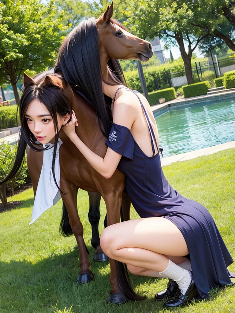 ​masterpiece、(((fullnude)))、((((fullnudeヌード)))、(((Don't wear pants、ride horse)))、((low angles)))、outdoor exposed girl、A detailed eye、超hight resolution(reality:1.4)very extremely beautiful, Beautiful skins, A slender,skinny  body、small tits、Smaller chest、being thin、thin and long legs、 (A hyper-realistic), (hight resolution), (8K), (ighly detailed), (ultra-detailliert), 详细的脸,、NSFW、Uma Musume