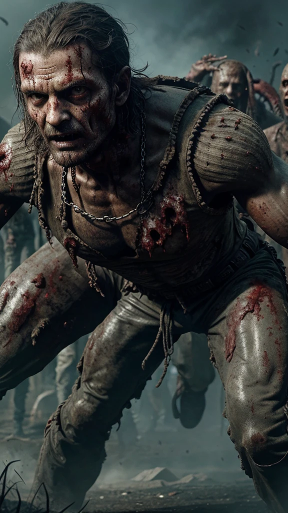 100 zombies and alian in a big Play graund