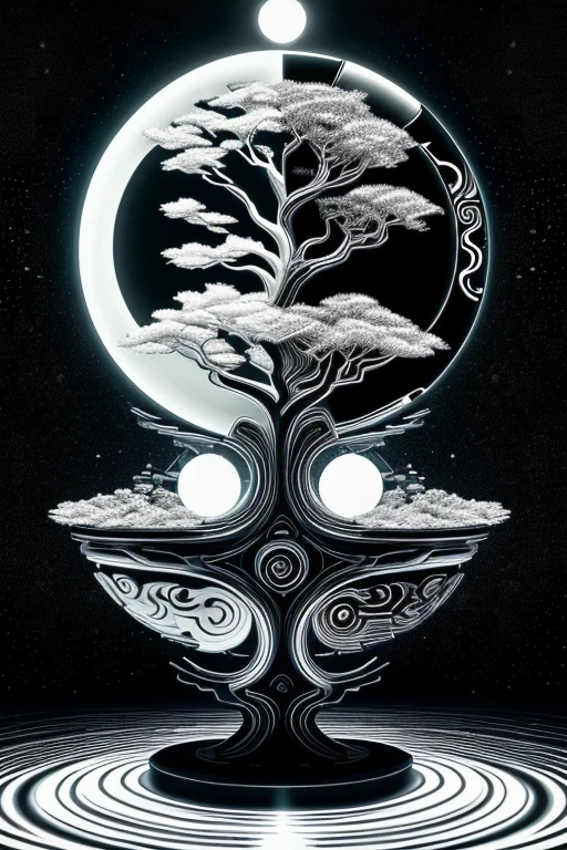 Yinyangtech , Science fiction, yin yang, fluxo, a black and white tree