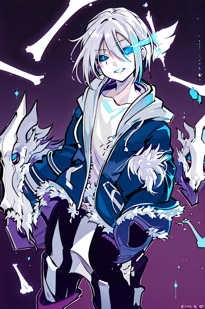 Sigrid, also known as "Divinity," possesses a captivating appearance that exudes an otherworldly aura. As a young humanoid, Sigrid stands at a height of 5 foot 8, with a slender and delicate frame. Their ethereal presence is further enhanced by their striking features - white hair cascading down like a waterfall and piercing blue eyes that seem to hold the secrets of the universe.
Draped gracefully over Sigrid's slender form is a long overcoat, its dark blue hue contrasting against their pale complexion. The overcoat gracefully extends below their knees, its fabric adorned with intricate patterns that seem to dance and intertwine with each other. It is a testament to the artistry and craftsmanship that went into its creation.
Beneath the overcoat, a dark gray shirt peeks through, bearing a bold symbol at its center - a large X. This X, a striking juxtaposition of red and purple, serves as a visual representation of the duality that resides within Sigrid. It is a symbol that hints at the enigmatic nature of their being.
Sigrid's attire continues with pants that elegantly taper down to their ankles, allowing for freedom of movement. Completing their ensemble are a pair of boots, sturdy yet stylish, providing a solid foundation for each step they take.
Upon closer inspection, one would notice the presence of four bands adorning Sigrid's jacket. Two bands encircle each arm, while the other two wrap around the area where their rib cage would be located. These bands, a shade of dark gray, serve as a subtle accent to their overall attire. Delicately patterned Xs adorn the bands, positioned at four even angles, with a single line traversing through all of them. It is a meticulous detail that adds a touch of mystique to Sigrid's ensemble.
Sigrid, known as "Divinity," is a vision of elegance and intrigue. Their appearance, from the flowing white hair to the intricate patterns on their attire, is a testament to their unique and captivating nature.