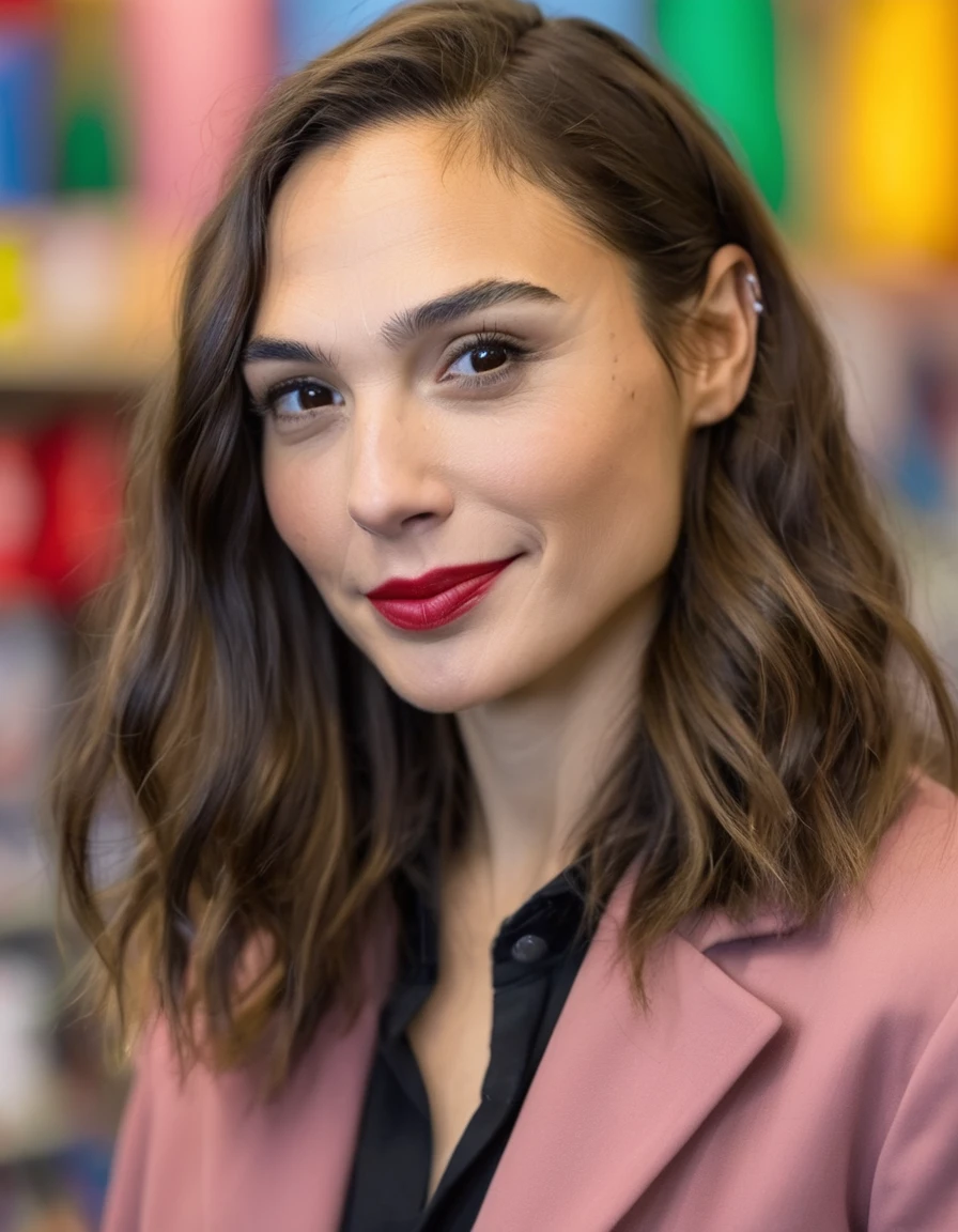 professional close-up portrait photography of the face of a beautiful ((ohwx woman)) at toy / game store during Afternoon, Nikon Z9