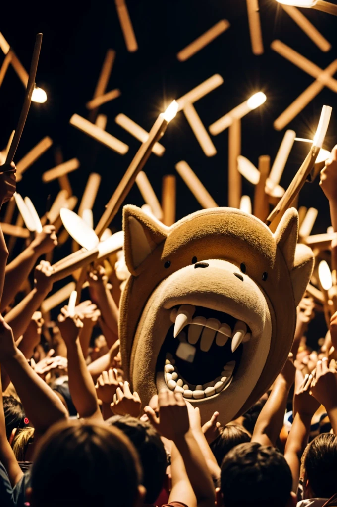 A crowd of tooth is cheering
