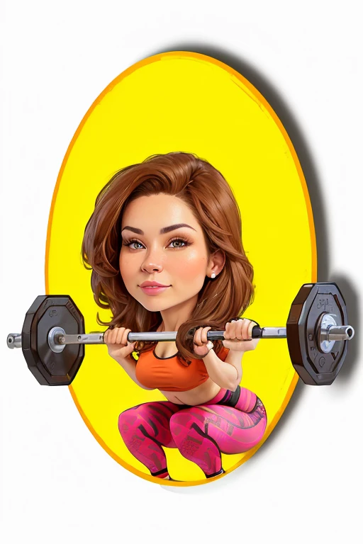 8k, Woman with brown hair, doing a weighted squat, wearing a top and leggings