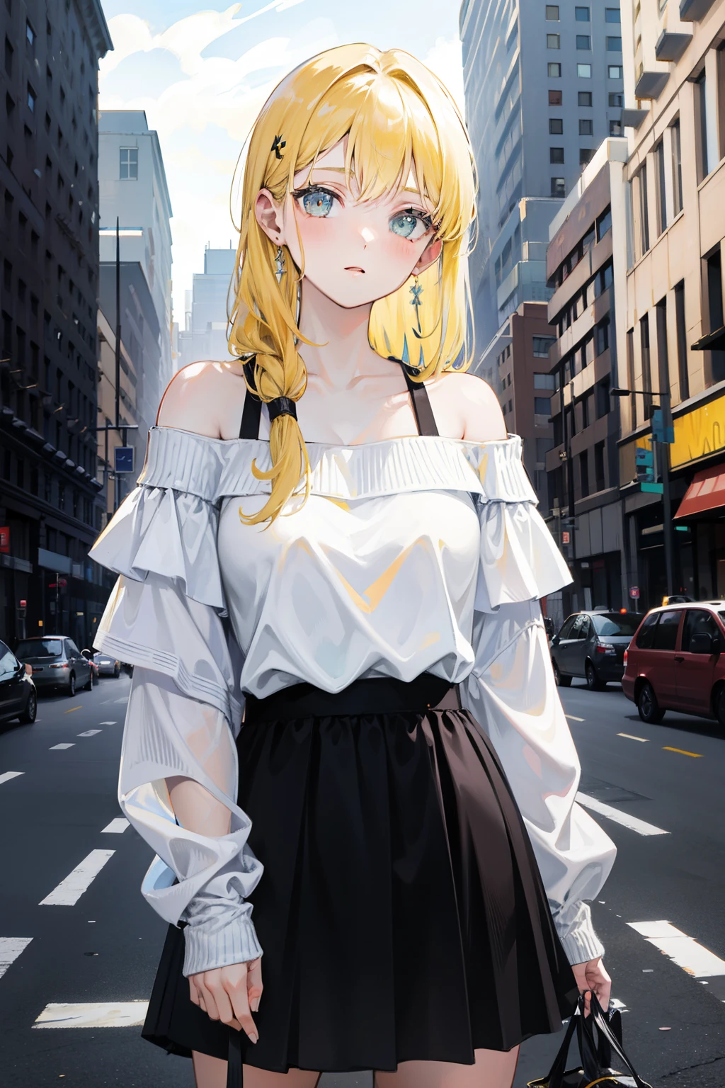 ((best quality)), ((masterpiece)), (detailed), 1 Girl, Off-shoulder sweater,