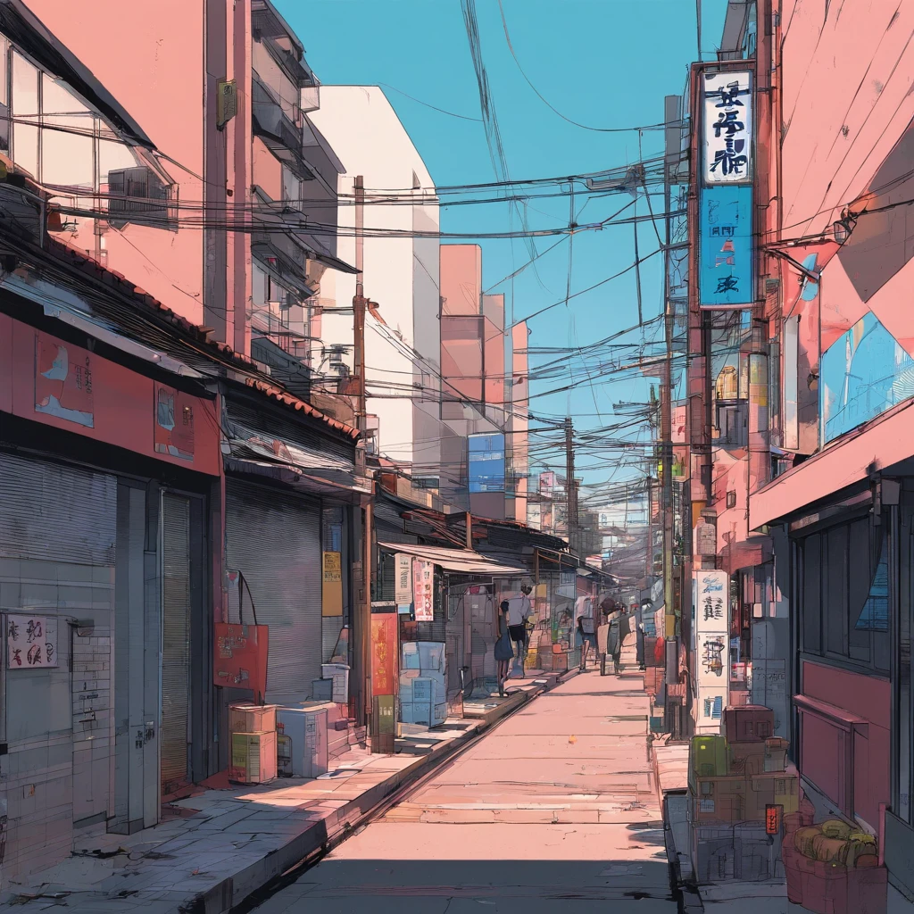 hay mucha gente caminando por la calle de la ciudad, calle japonesa, ciudad japonesa, tokio - ciudad esque, inspirado en josan gonzalez, old calle japonesa market name (mente con paz) , Escena de anime de Tokio, lo-fi illustration style, ciudad japonesa, por Kilian Eng, inspirado en Liam Wong, estilo de dibujos animados japoneses, por Patrick Ching, japanese art style, laurie greasley y james jean