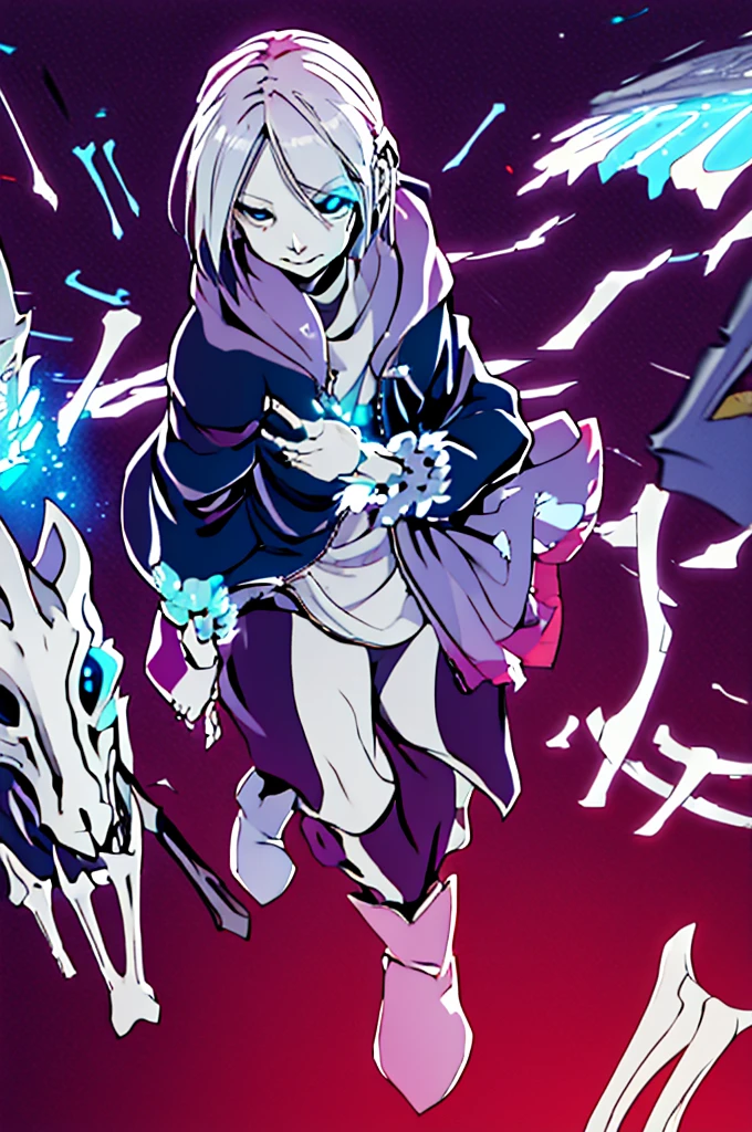 
Sigrid, also known as "Divinity," possesses a captivating appearance that exudes an otherworldly aura. As a young male humanoid, Sigrid stands at a height of 5 foot 8, with a slender and delicate frame. His ethereal presence is further enhanced by his striking features - white hair cascading down like a waterfall and piercing blue eyes that seem to hold the secrets of the universe. Draped gracefully over Sigrid's slender form is a long overcoat, its dark blue hue contrasting against his pale complexion. The overcoat gracefully extends below their knees, its fabric adorned with intricate patterns that seem to dance and intertwine with each other. It is a testament to the artistry and craftsmanship that went into its creation. Beneath the overcoat, a dark gray shirt peeks through, bearing a bold symbol at its center - a large X. This X, a striking juxtaposition of red and purple, serves as a visual representation of the duality that resides within Sigrid. It is a symbol that hints at the enigmatic nature of his being. Sigrid's attire continues with pants that elegantly taper down to their ankles, allowing for freedom of movement. Completing his ensemble are a pair of boots, sturdy yet stylish, providing a solid foundation for each step he will take. Upon closer inspection, one would notice the presence of four bands adorning Sigrid's jacket. Two bands encircle each arm, while the other two wrap around the area where their rib cage would be located. These bands, a shade of dark gray, serve as a subtle accent to his overall attire. Delicately patterned Xs adorn the bands, positioned at four even angles, with a single line traversing through all of them. It is a meticulous detail that adds a touch of mystique to Sigrid's ensemble. Sigrid, known as "Divinity," is a vision of elegance and intrigue. Hi appearance, from the flowing white hair to the intricate patterns on their attire, is a testament to his unique and captivating nature