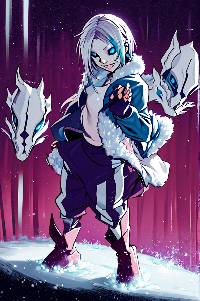 
Sigrid, also known as "Divinity," possesses a captivating appearance that exudes an otherworldly aura. As a young male humanoid, Sigrid stands at a height of 5 foot 8, with a slender and delicate frame. His ethereal presence is further enhanced by his striking features - white hair cascading down like a waterfall and piercing blue eyes that seem to hold the secrets of the universe. Draped gracefully over Sigrid's slender form is a long overcoat, its dark blue hue contrasting against his pale complexion. The overcoat gracefully extends below their knees, its fabric adorned with intricate patterns that seem to dance and intertwine with each other. It is a testament to the artistry and craftsmanship that went into its creation. Beneath the overcoat, a dark gray shirt peeks through, bearing a bold symbol at its center - a large X. This X, a striking juxtaposition of red and purple, serves as a visual representation of the duality that resides within Sigrid. It is a symbol that hints at the enigmatic nature of his being. Sigrid's attire continues with pants that elegantly taper down to their ankles, allowing for freedom of movement. Completing his ensemble are a pair of boots, sturdy yet stylish, providing a solid foundation for each step he will take. Upon closer inspection, one would notice the presence of four bands adorning Sigrid's jacket. Two bands encircle each arm, while the other two wrap around the area where their rib cage would be located. These bands, a shade of dark gray, serve as a subtle accent to his overall attire. Delicately patterned Xs adorn the bands, positioned at four even angles, with a single line traversing through all of them. It is a meticulous detail that adds a touch of mystique to Sigrid's ensemble. Sigrid, known as "Divinity," is a vision of elegance and intrigue. Hi appearance, from the flowing white hair to the intricate patterns on their attire, is a testament to his unique and captivating nature