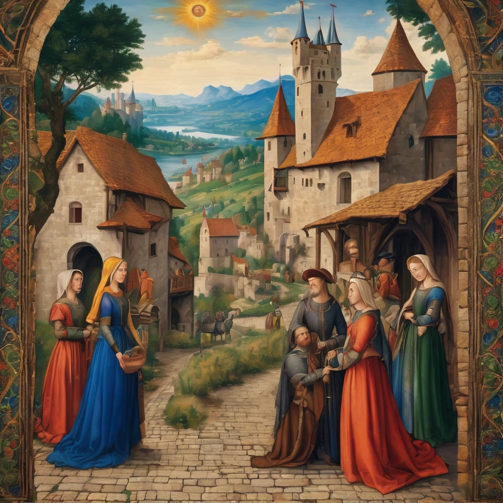 unique medieval painting, high quality, ultra hd, very vibrant and colored, high resolution