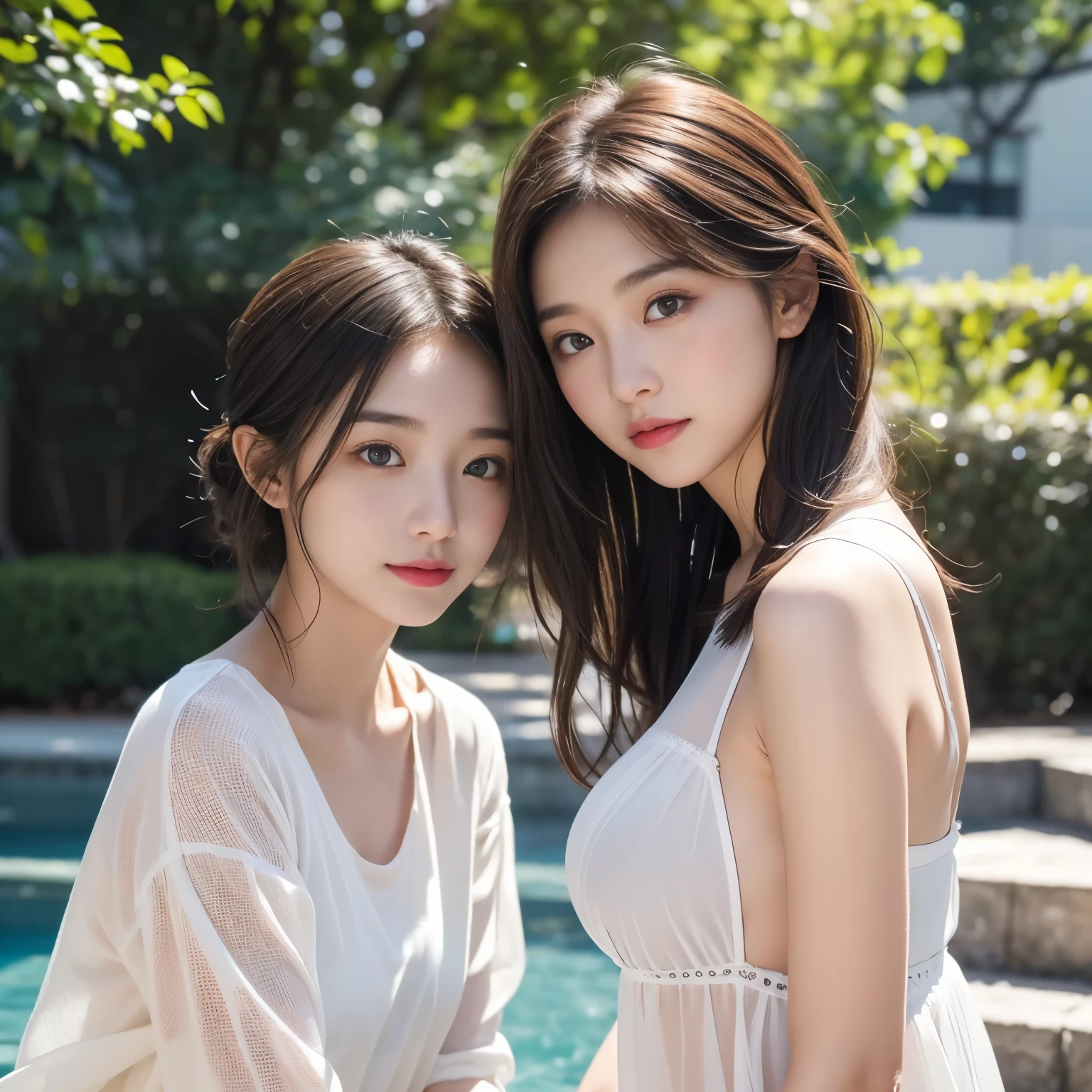 Ultra-high quality, short hair, slim, (8K、original photo、best quality、masterpiece:1.2), Japanese Idol, hairy, (Practical、Reality:1.37), Pretty Face , Mesh Hair, Golden Ratio, RAW photos, Light brown hair, Small Breasts, Summer clothes, (2 girl:1.4)
,30-year-old mother and 18-year-old daughter, look like
Against the background of soft candlelight,A peerless beauty appears before your eyes。She has a delicate face,Just like an artist using the most delicate brushstrokes to draw。Her skin is as white as snow,Like jade gently touched by the moonlight,Almost transparent luster。
Those eyes,Crystal clear,Like two clear lakes,Contains endless wisdom and tenderness。When you look into her eyes,It seems like you can explore a mysterious world,It's funny。