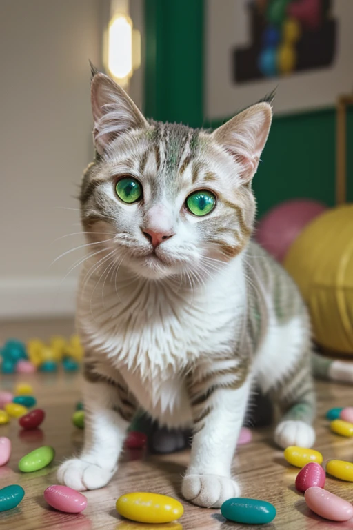 Emerald colors, masterpiece, sharp focus, top quality, depth of field, cinematic lighting, perfect anatomy,
Girl
Cat, Cat, Cat, Cat, Cat
Toys
Candy 🍭🍬
Cake 🎂🍰
Jelly Beans
Colorful
pastel colors
Fancy
Fantasy