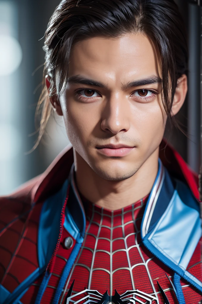 Spiderman Pictures, No mask, 20th Generation, good looking, Detailed face, looking at the camera, Portraiture, 8K Ultra HD, high quality