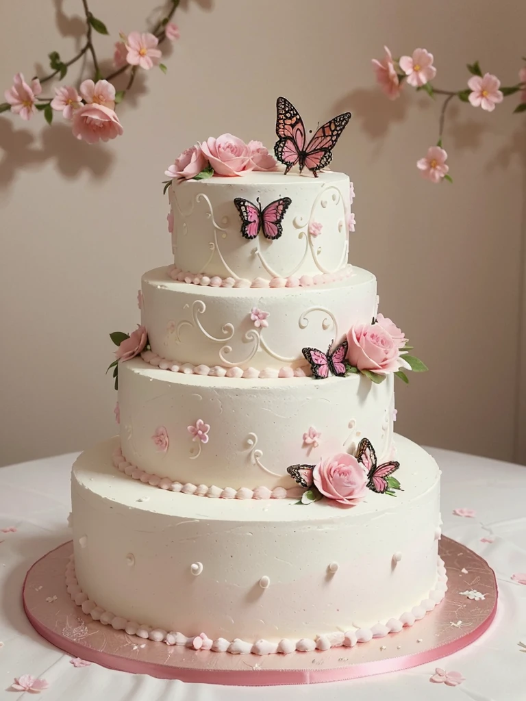 there is a white cake with pink flowers and butterflies on it, cake art, cakes, cake, cake sculpture, flowers and butterflies, elegant highly detailed, highly detailed!!, decorated with flowers, perfectly detailed, immaculately detailed, elegant. highly detailed, wow it is beautiful, beutiful!, birthday cake, beautifully lit, exquisitely detailed, highly detailed!!!
