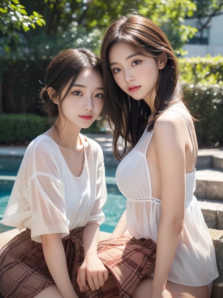 Ultra-high quality, short hair, slim, (8K、original photo、best quality、masterpiece:1.2), Japanese Idol, hairy, (Practical、Reality:1.37), Pretty Face , Mesh Hair, Golden Ratio, RAW photos, Light brown hair, Small Breasts, Summer clothes, (2 girl:1.4)
,30-year-old mother and 18-year-old daughter, look like
Against the background of soft candlelight,A peerless beauty appears before your eyes。She has a delicate face,Just like an artist using the most delicate brushstrokes to draw。Her skin is as white as snow,Like jade gently touched by the moonlight,Almost transparent luster。
Those eyes,Crystal clear,Like two clear lakes,Contains endless wisdom and tenderness。When you look into her eyes,It seems like you can explore a mysterious world,It's funny。