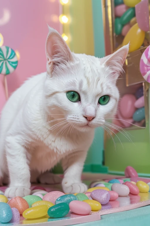 Emerald colors, masterpiece, sharp focus, top quality, depth of field, cinematic lighting, perfect ???????,
Girl cat
Toys
Candy 🍭🍬
Cake 🎂🍰
Jelly Beans
Colorful
pastel colors
Fancy
Fantasy