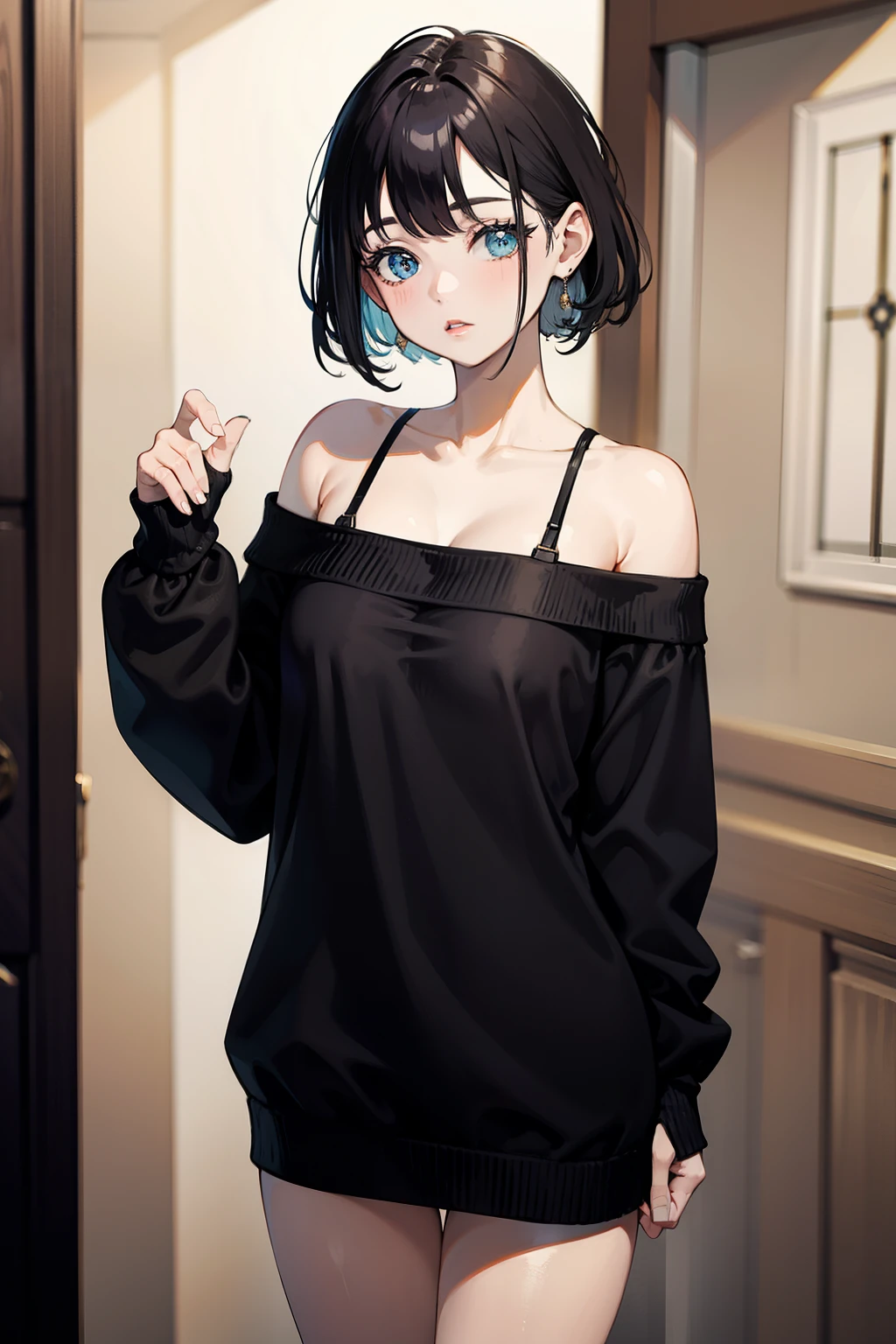 ((best quality)), ((masterpiece)), (detailed), 1 Girl, Off-shoulder sweater,