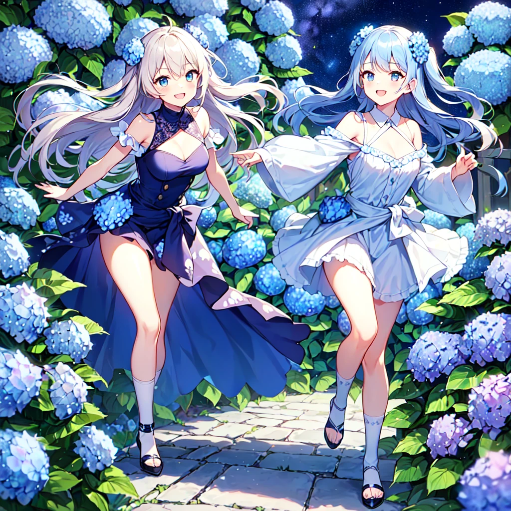 HairstyleとHair Color:
Hairstyle: long、Flowing blue hair。With silver highlights、Shining like moonlight。Hair is light and swaying in the wind。
Hair Color: Blue and silver gradation、Shining like moonlightがある。
Eye Design:
Eye color: In deep purple、There's a sparkle like stars in your eyes。まつ毛がlong、Mystical impressions。
Clothing and decoration:
tops: Lightweight chiffon blouse、Light pastel colors and floral patterns。Design that exposes shoulders and back a little。
Bottoms: A long skirt made of lightweight material。Flowing design that sways in the wind。
accessories: Moon and star motif jewelry。Star-shaped earringoon pendant around neck。Simple and elegant。
hat: Wide straw hat。Decorated with ribbons and stars。
Sandals: Lightweight and simple design。
Physical buildとposture:
Physical build: Slim and elegant、The figure is delicately feminine。Overall an elegant look。
posture: 自然で落ち着いたposture。Standing gracefully、Or walking lightly。
background:
A place rich in nature、A place where the starry sky and moonlight shine in。A little bit fantastical、Drawn to bring out the charm of Lunaris.。
